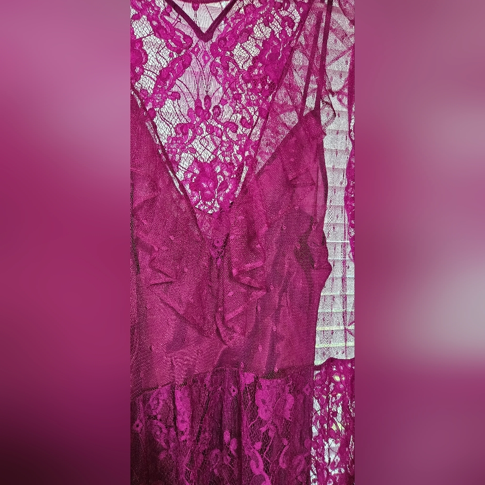 Temperley London Elegant Lace Magenta Dress Size 8 - Picture 3 of 8
